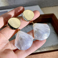 2024 New Arrival Fashion Jewelry Fan-shaped French Shell Earrings 18K Gold Sea Shell Geometrical Earrings for Women Gifts