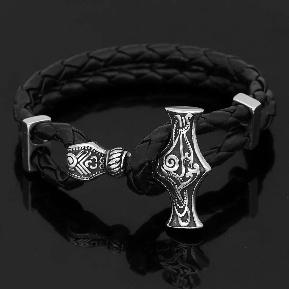 Thor's Hammer Paracord Viking Paracord Bracelet Vikings BC0101 Bracelets Viking Rune Decoration Scandinavian Souvenirs Gif