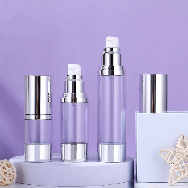 Wholesale Silver Serum Oil Tube 15ml 30ml 50ml 100ml Empty Airless Pump Bottles Plastic Bottles Skincare Cosmetic Packaging