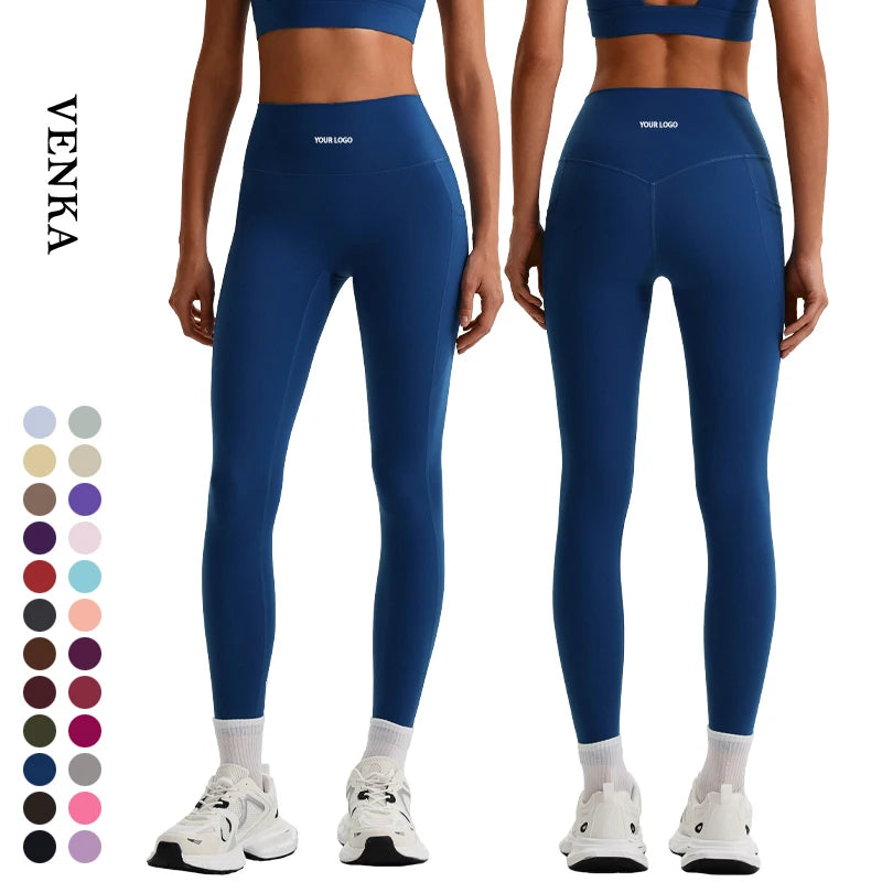 Custom Logo Wholesale Female Sportswear Breathable Fitness Wear Tight Quick-drying High Waist Women Leggins Pants With Pockets