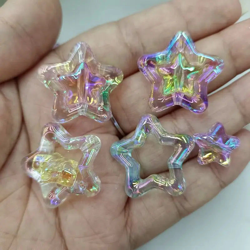 UV Coating Clear Hollow Heart Star Acrylic Beads for PensPhone StrapJewelry Making