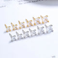 Wholesale Simple 925 Sterling Silver Claw Setting 3mm 4mm 5mm 6mm Square Zircon Stud Earrings for Women