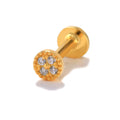 Bezel Setting Design 4 Zircon Stud Earring S925 Sterling Silver 16G Flat Head Thread Piercing Body Jewelry