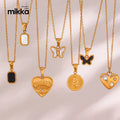 Wholesaler Drop Shipping Stainless Steel Heart Butterfly Square Bar Pendant Gold Necklace for Women Jewelry