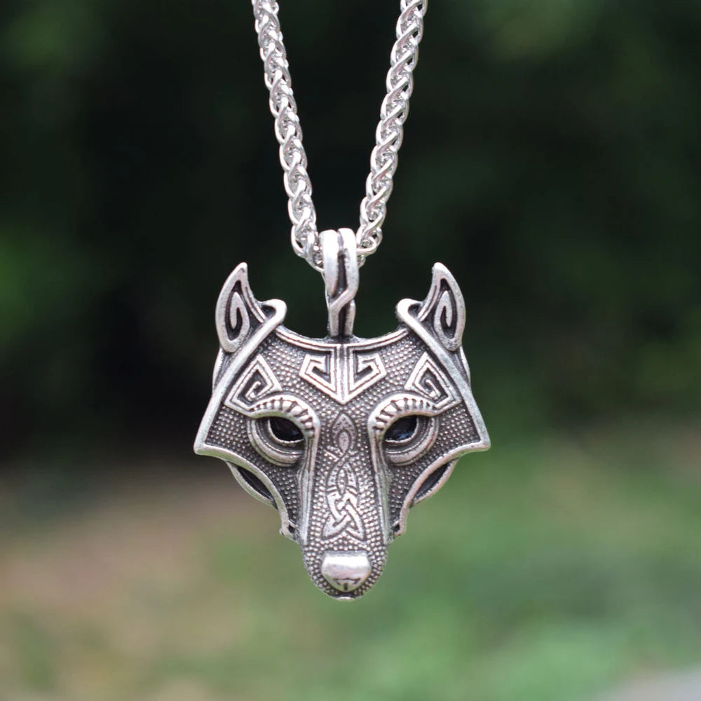 Viking Fenrir Wolf Necklace Pendant with Rope Chain Classic Zinc Alloy Jewelry Featuring Thor Odin Mjolnir-Scandinavian Design