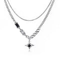 Luxury Stainless Steel Double Layer Star Collar Chain Necklace Trendy Hip Hop Style for Boys and Girls for Weddings Parties