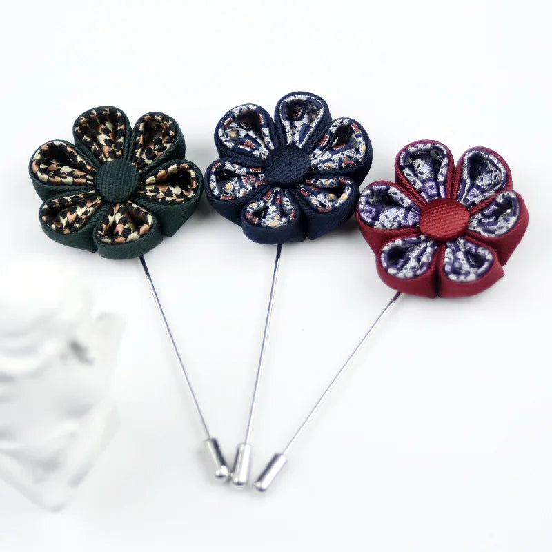 Men's New Fashion Long Brooch Cherry Blossom Suit Knit Brooch Elegant Breastpin Pin for Wedding Party Gift