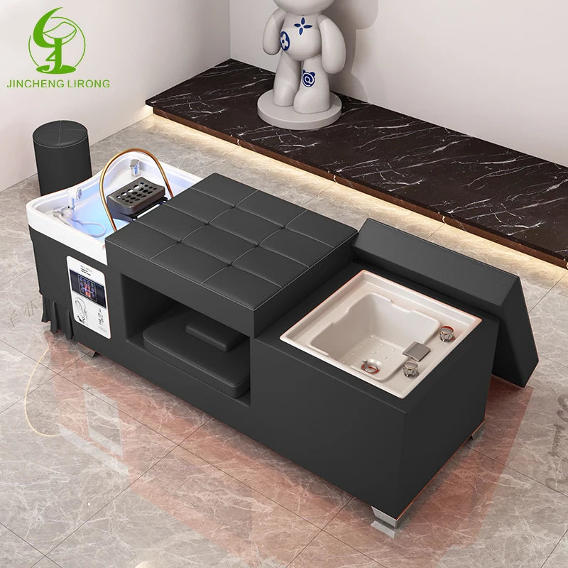 JINCHENG Custom Salon Furniture Head Spa Massage Shampoo Bed Foot Bath and Foot Repair Shampoo Bed Thai Massage Bed Shampoo Bowl