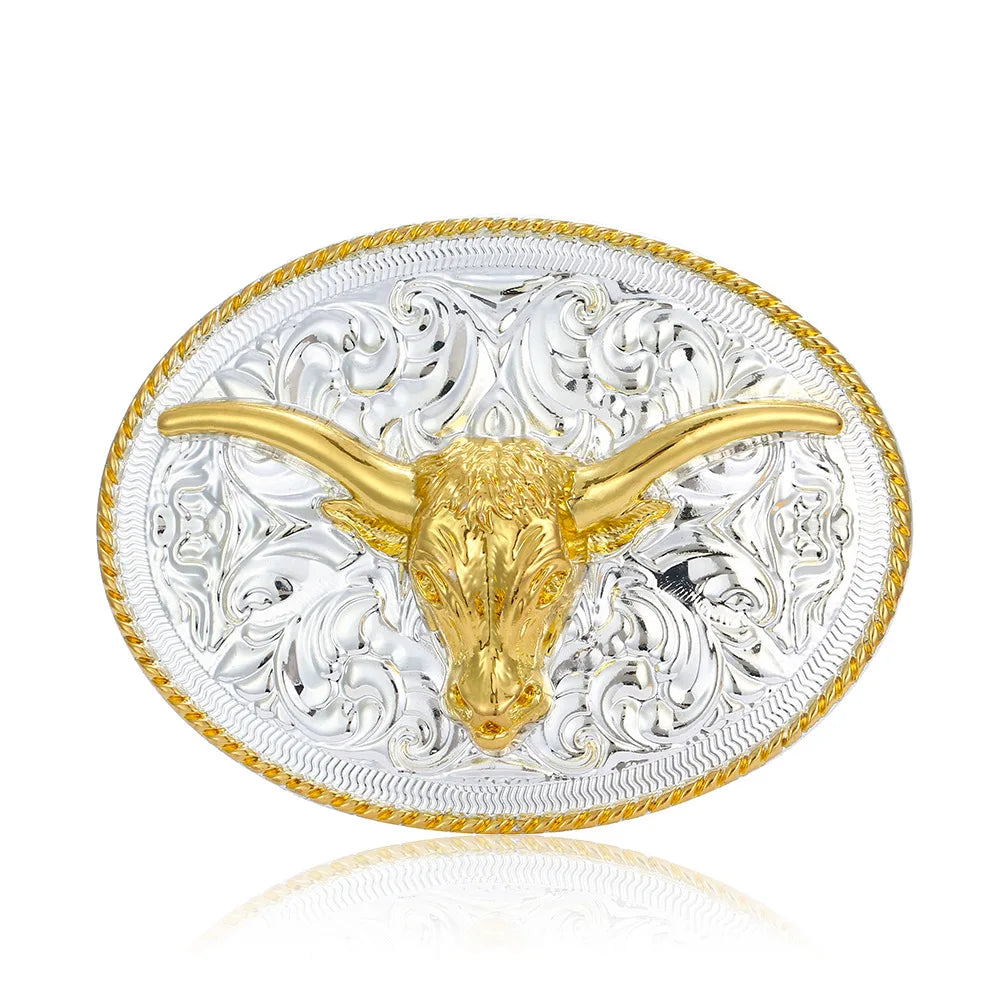 Guaranteed Quality Belt Accessaries Custom Belt Buckle Metal Saddle Horn Shape Double Plating Western Conchos Belt Buckle