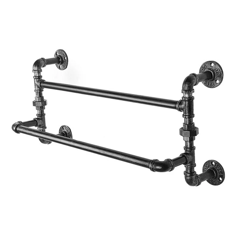 2 Tier Double Tier Metal Wall Mount Bathroom Fixtures Bath Towel Rack for Clothing