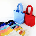 Solid Color Hand-Held Canvas Tote Bag for Lunch Cosmetics Storage Small Shopping Pouch