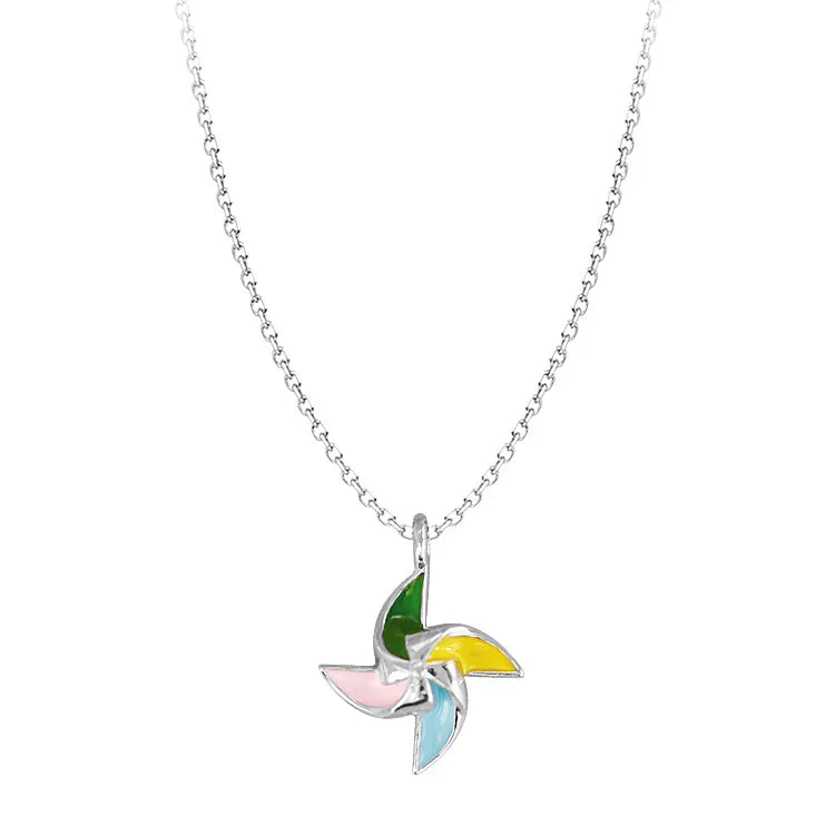 925 Sterling Silver Windmill Korean Simple Temperament Jewelry Female Wild Accessories Pendant Necklace