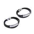 Hot Selling Fashion Customizable Men's Bangle Jewelry Stainless Steel Multilayer Woven Leather Bracelet