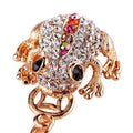 Trendy Women Gold Plated Diamond Toad Car Keychain Colorful Rhinestone Frog Key Chain for Gift