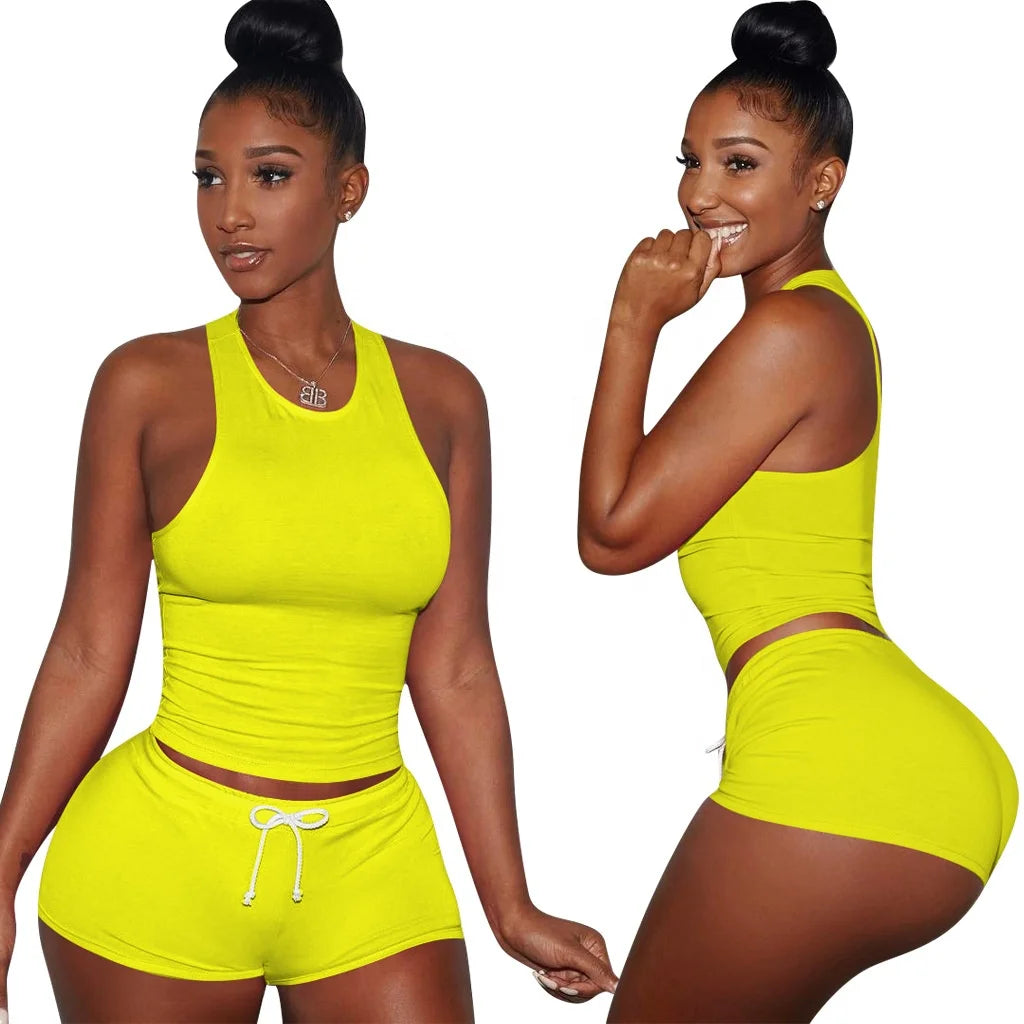 Custom Blank Yoga tank Top Women 2 Pieces Short Sportswear Women Yoga Sets Workout Gym Fitness Yoga Suit for Women