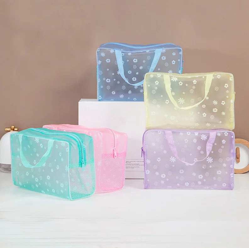 PVC Transparent Cosmetic Clear Makeup Bag for Women Girl Waterproof Zipper Beauty Case Travel Toiletry Bags Handbag