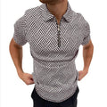 New Arrival Mens Short Sleeve Polo Shirts Casual Zipper Printed Athletic Golf Tennis T-Shirt Basic Tee