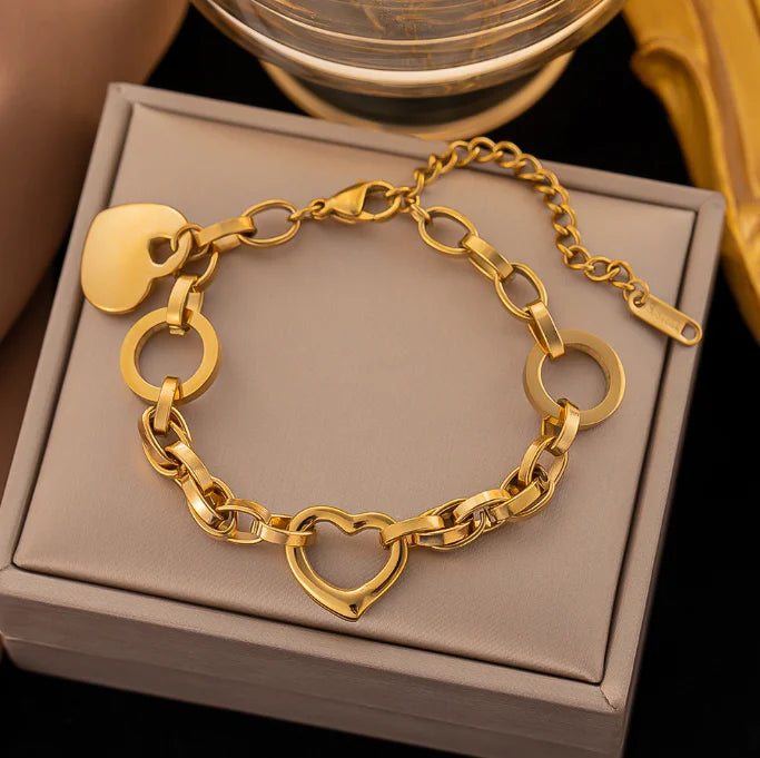 Heart-shaped love Heart Fashion Stainless Steel High-quality Color-free Elephant Animal Bracelet Adjustable