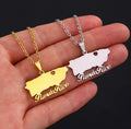 Highly Polished 18K Gold Plated Stainless Steel Puerto Rican Map Pendant Necklace for Men Women