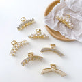 MIO New Europe Retro 6/6.5/7cm 3 Sise Alloy Hair Clips Claw Pearl Crystal Metal Hair Claw Accessories for Long Hair