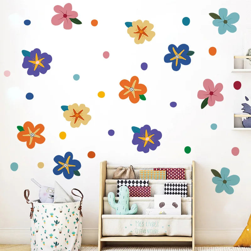 Bohemian Style Simple Flower Stickers Self Adhesive for Refrigerator Children's Room Environmental Wall