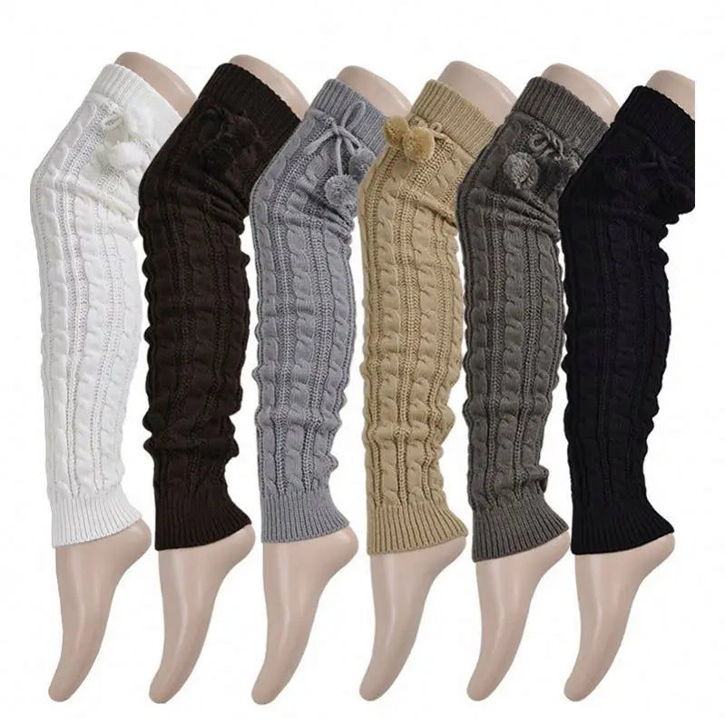 Custom Logo High Quality Winter Warm Long Boot Women Knit Leg Warmer Slouch Socks