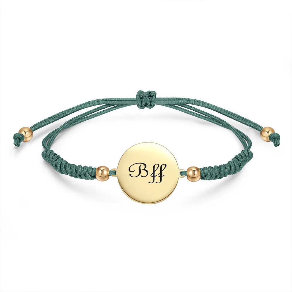 Handmade Custom Woven Friendship Bracelets With Inspirational Words Bff Brave love Hope Smile Charm Bracelet for Women