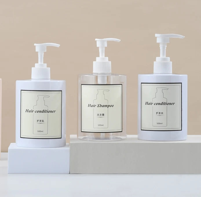 PET Plastic Shampoo and Conditioner Clear Bottles 16oz 500ml Pump Bottle Dispenser for Personal Care Lotion Body Wash