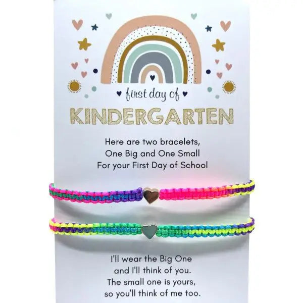 Cute Handmade Rainbow Rope Braided Bracelet Macrame Love Heart Back to School Bracelet Set for Girl