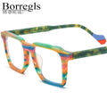 Borregls Multicolor Acetate Glasses Men 2025 New Brand Designer Square Eyeglasses Frame Women Spectacle Optical Eyewear 19287