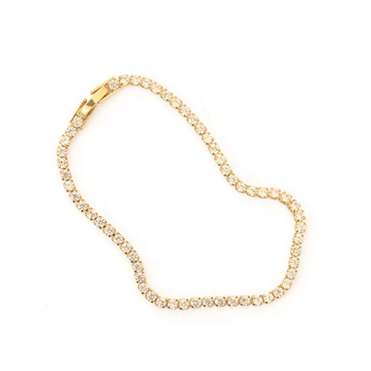 European American Women Design Simple Personality Diamond Short Chain Bracelet Full Star 18k Gold Copper Zircon Necklace Choker