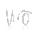 Manufactures 18K Gold Plated Micron Pave White CZ Spiral Threader Brass Handmade Women's Quality Earrings