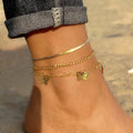 VKME  Factory Wholesale Fashion Summer Acrylic Butterfly Pendant Anklet Bracelet Gold Chain Anklet Set Women Jewelry