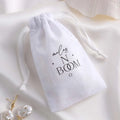 PandaSew 13x8cm Custom Logo Printed 100% Organic Gift Packaging Bag Drawstring Natural Cotton Muslin Jewelry Pouch