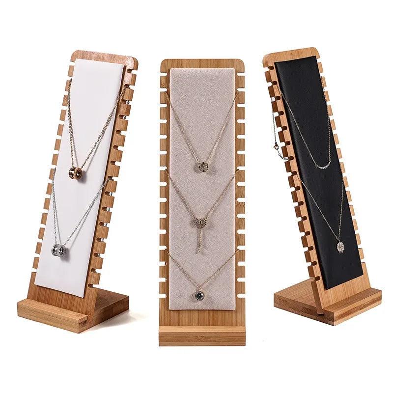 New Elongated Detachable Bamboo Jewelry Necklace Bracelet Chain Stand Prop