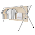 X Type 59-Inch Collapsible Stainless Steel Heavy Duty Clothing Drying Rack with Windproof Hook for Outdoor and Bathroom Use