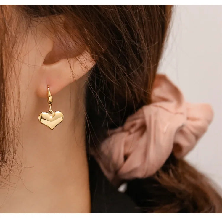 Hainon Retro love Stainless Steel Earrings Ear Hook Earrings Female Personality Simple Fashion Jewelry