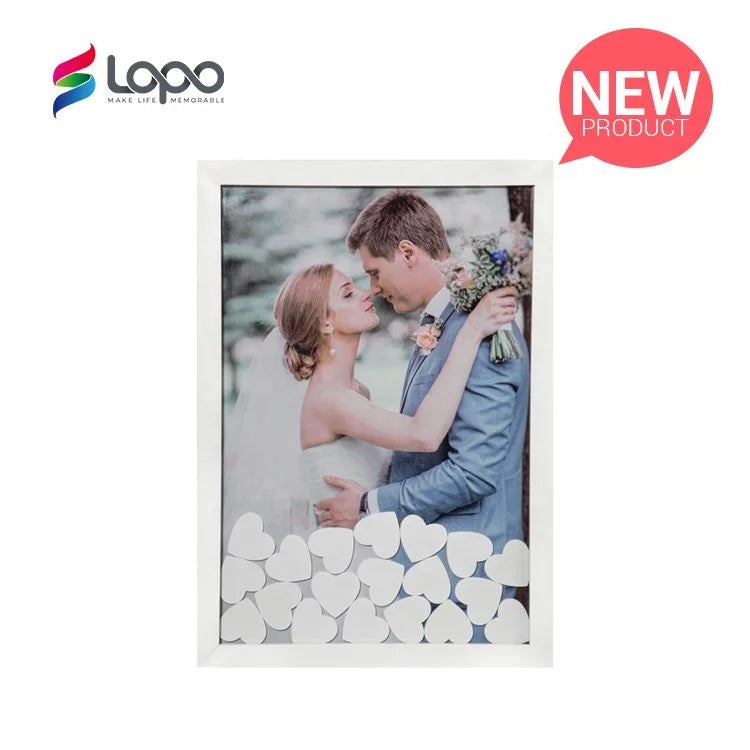 Lopo Wedding Decor Sublimation Wooden Guest Frame with Heart Blocks for Signature-30*40cm