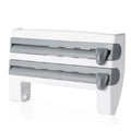 Multifunctional Kitchen Plastic Belt Packaging Storage Shelf with Three Roller Paper Extractor Wall-mounted Film Cutter