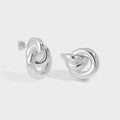Silverbene Chunky Jewelry Electroforming Large Casual Simple 925 Sterling Silver Three Circles Knots Cross Statement Earrings