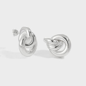Silverbene Chunky Jewelry Electroforming Large Casual Simple 925 Sterling Silver Three Circles Knots Cross Statement Earrings