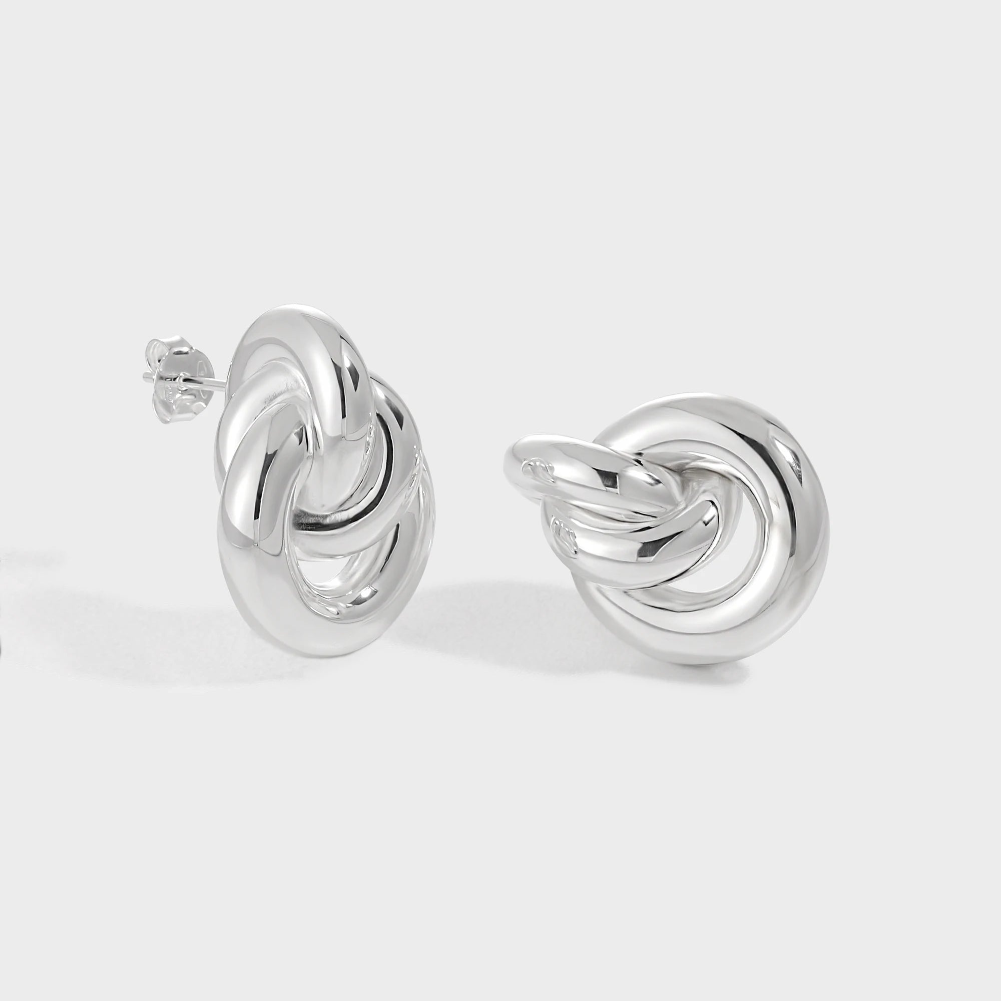 Silverbene Chunky Jewelry Electroforming Large Casual Simple 925 Sterling Silver Three Circles Knots Cross Statement Earrings