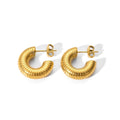 Classic Design Stainless Steel PVD Plated Hollow CC Shape Hoop Earrings Non Tarnish for Woman