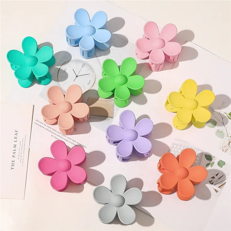 YIYI INS Hot Spring Summer Candy Color Sweet Ponytail Hair Clips Large Flower Super fairy Lovely Hair Claw Clips for Girls