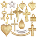 Mega Big Jumbo Heart Star Lock Key Cross Brass Focal PendantReal 18K Gold Plated Necklace Bracelet Jewelry Supplies S50