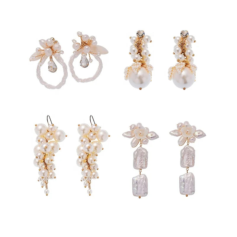 Wedding Party Bridesmaid Pendant Earring Natural Freshwater Pearl Shell Accessories Jewelry Bridal Earrings