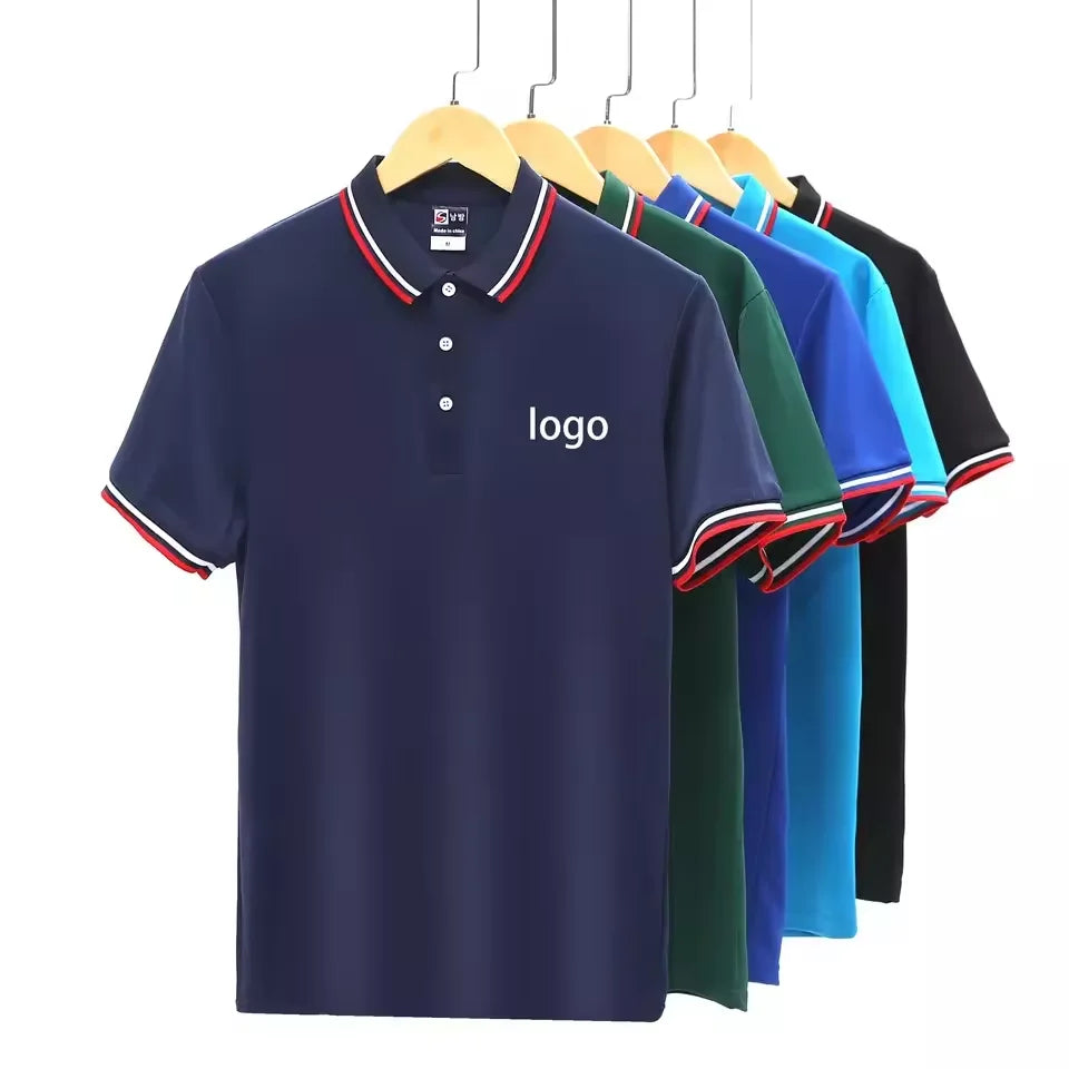 Customizable 100% Polyester Men's Polo Shirt High Quality Formal Quick Dry Embroidered Logo Unisex Short 9 Colors Plain Blank