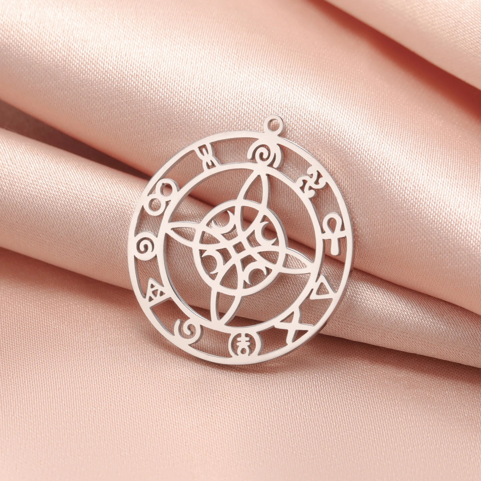 Stainless Steel Witch Knot Pendant Charm Hollow Out Gold Plated Moon Charm Jewelry Accessories for Necklace Bracelet