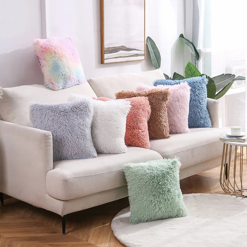 Christmas Luxury Faux Fur Throw Pillow Cover Deluxe Winter Decorative Plush Pillow Case Cushion Cover for Sofa Bedroom