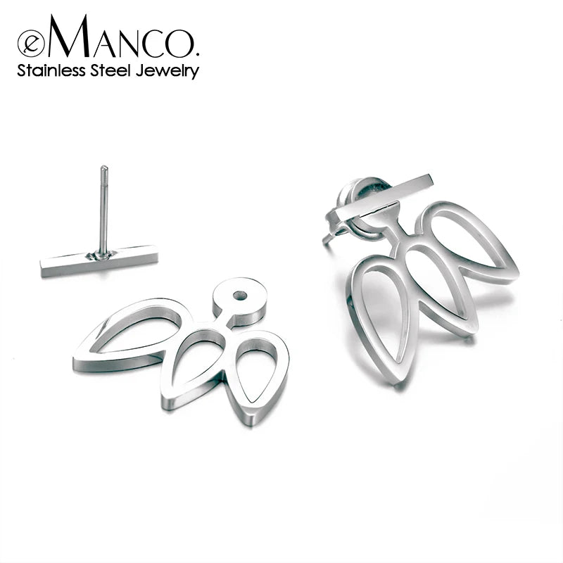 EManco Trendy Ladies Stud Earrings for Women Geometric Stainless Steel Earrings Sets Studs Cute Earrings Fashion Jewelry